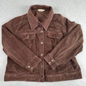 St Johns Bay Woman Corduroy Button Front Jacket Brown Size 2X Trucker Western